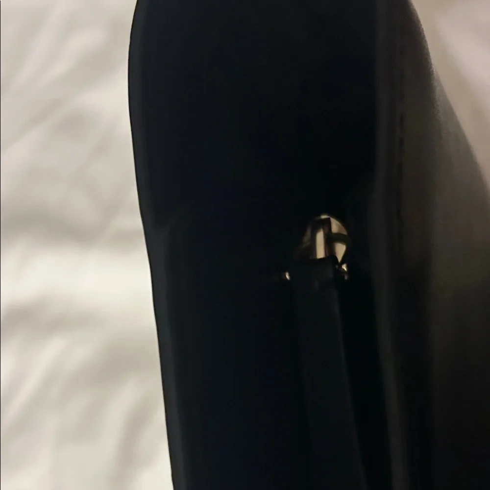 kate spade Black Leather Shoulder Tote with Gold Logo